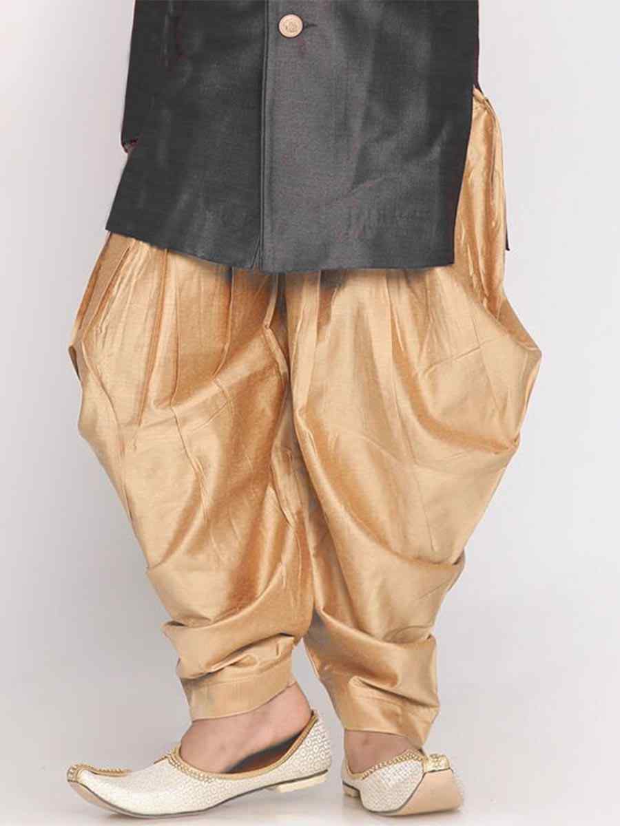 Gray Dupion Silk Brocade Festival Traditional Kurta Dhoti Boys Wear