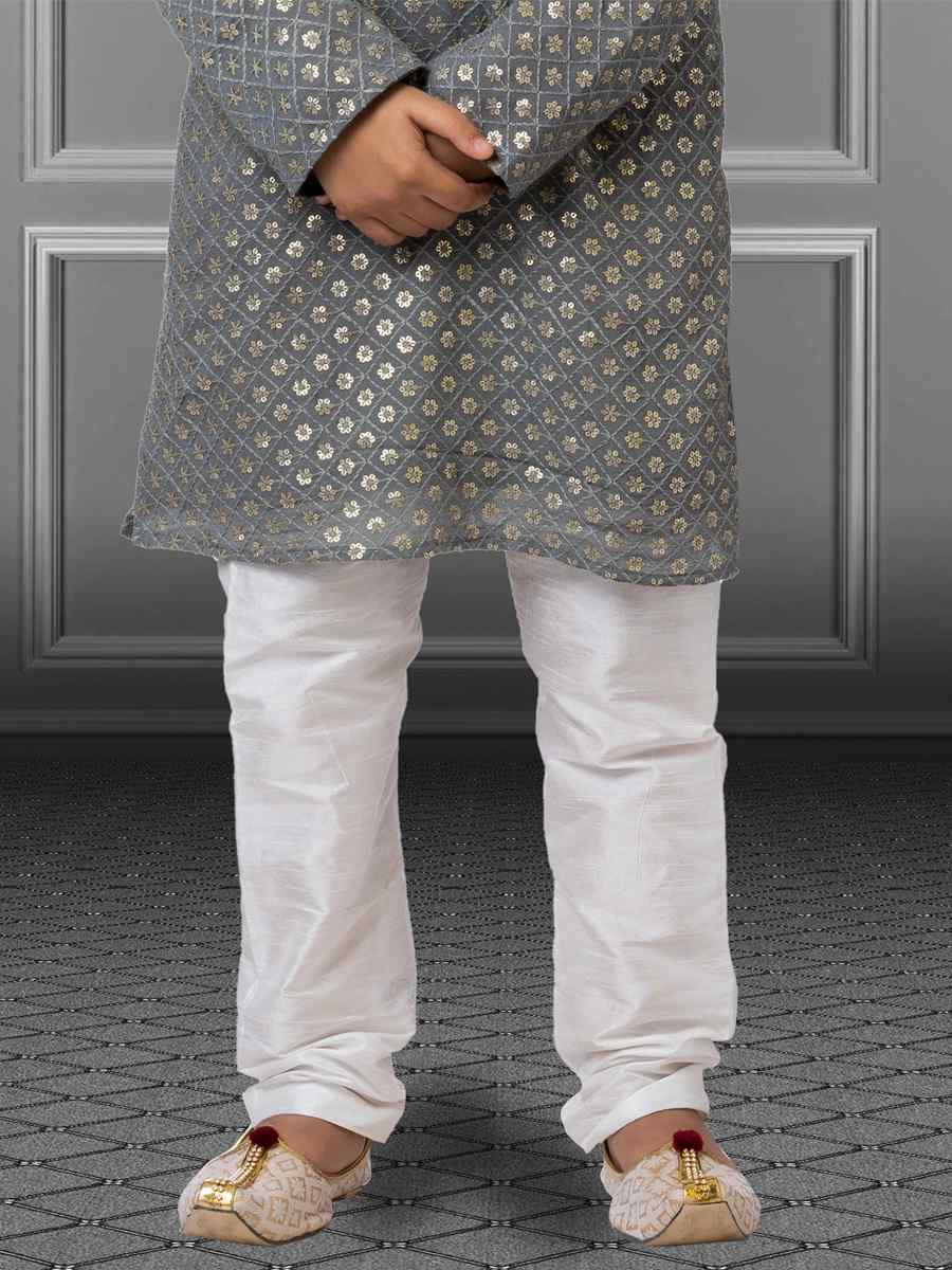 Gray Georgette Embroidered Festival Kurta Pyjama Boys Wear