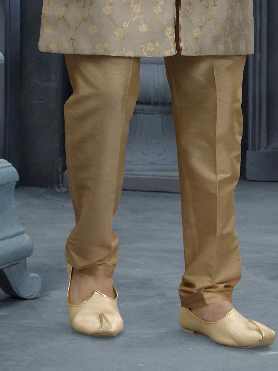 Gray Jacquard Woven Festival Wedding Sherwani