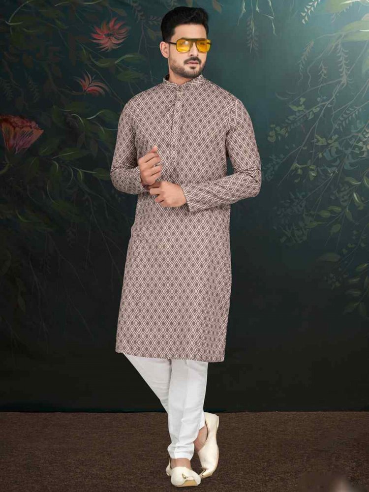 Gray Royan Printed Festival Mehendi Kurta