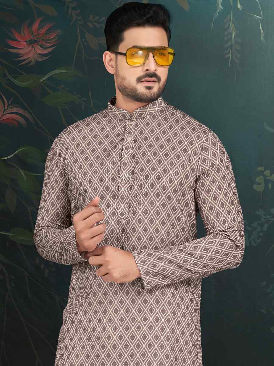 Gray Royan Printed Festival Mehendi Kurta