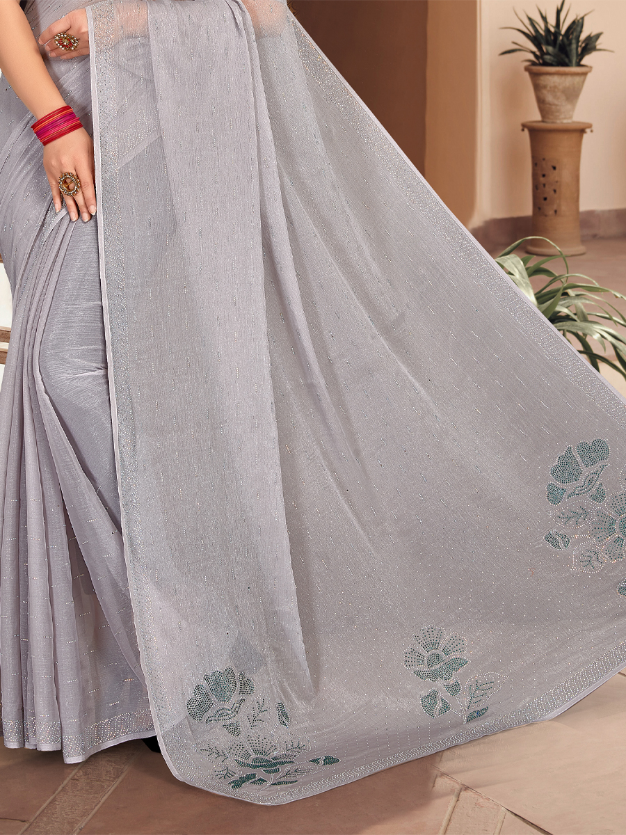 Gray Simmer Silk Handwoven Party Festival Classic Style Saree