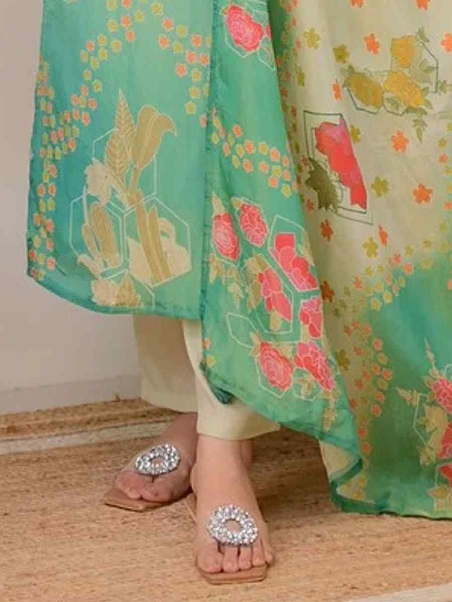 Green Aasam Silk Embroidery Party Wedding Festival Casual Ready Pant Salwar Kameez