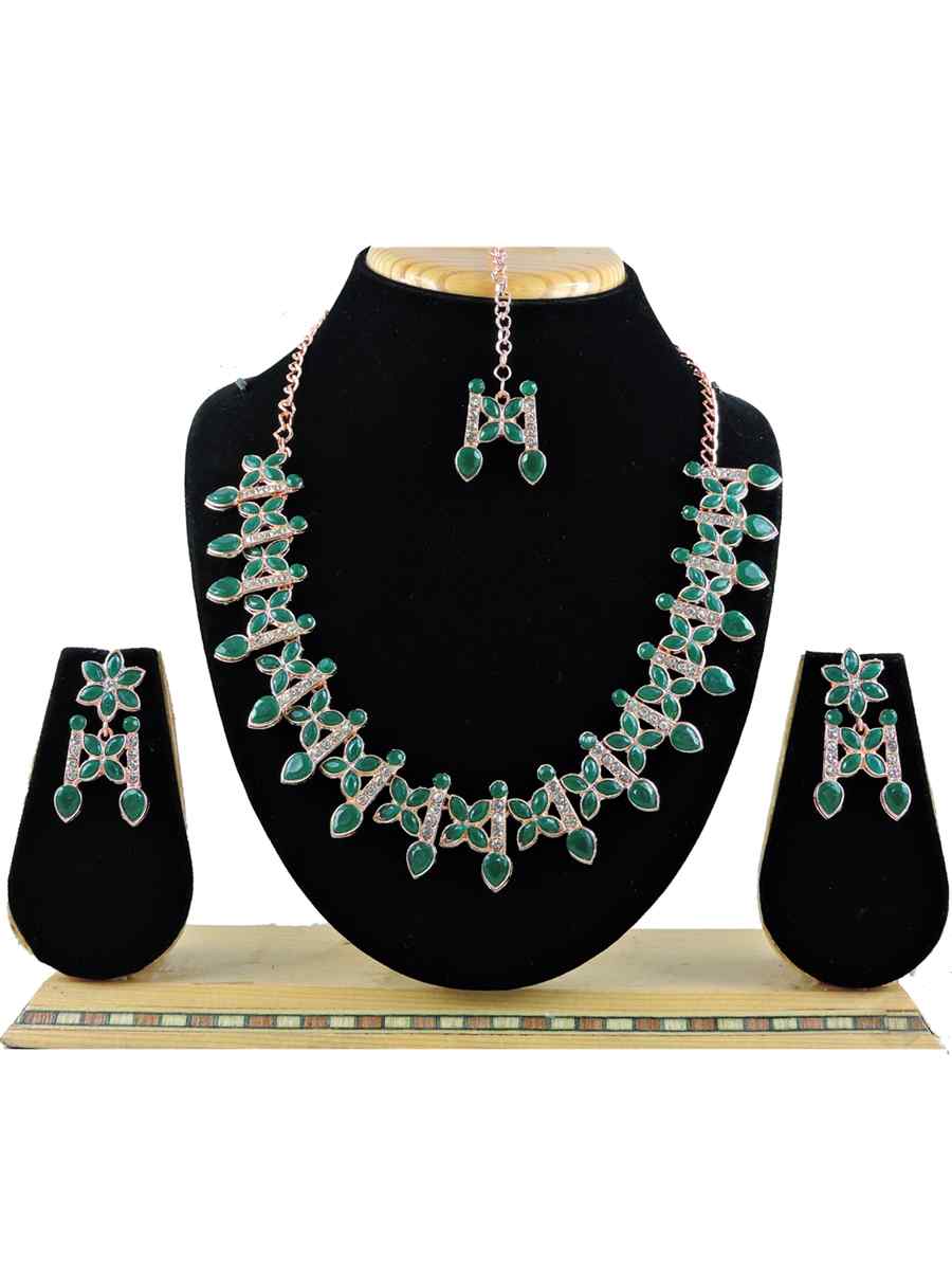 Green Alloy Festival Wear Diamonds Necklace