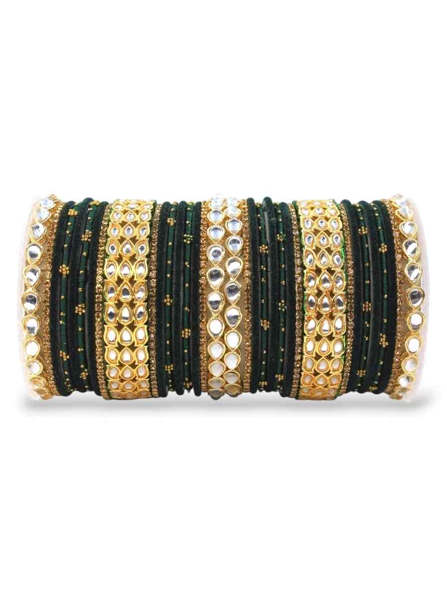 Green Alloy Festival Wear Kundan Bangles