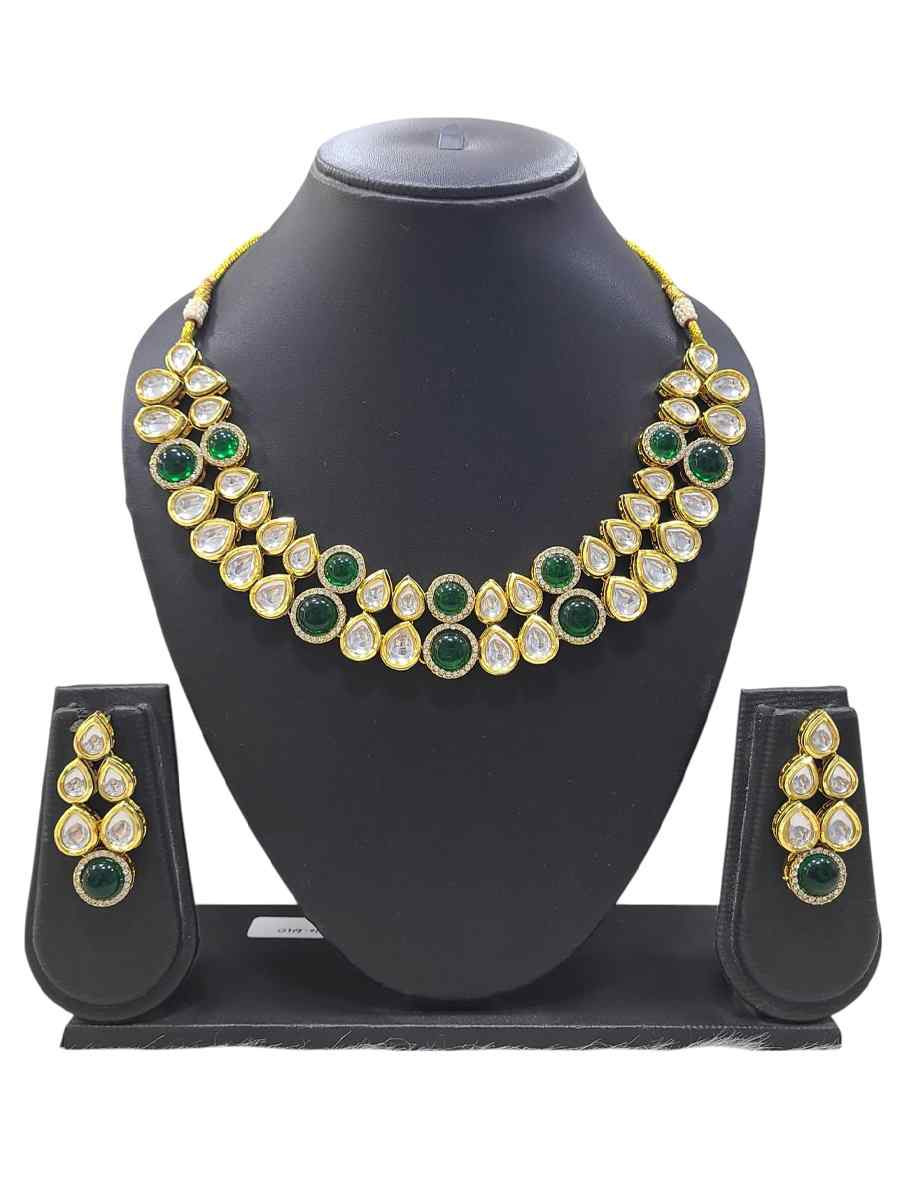 Green Alloy Festival Wear Kundan Necklace