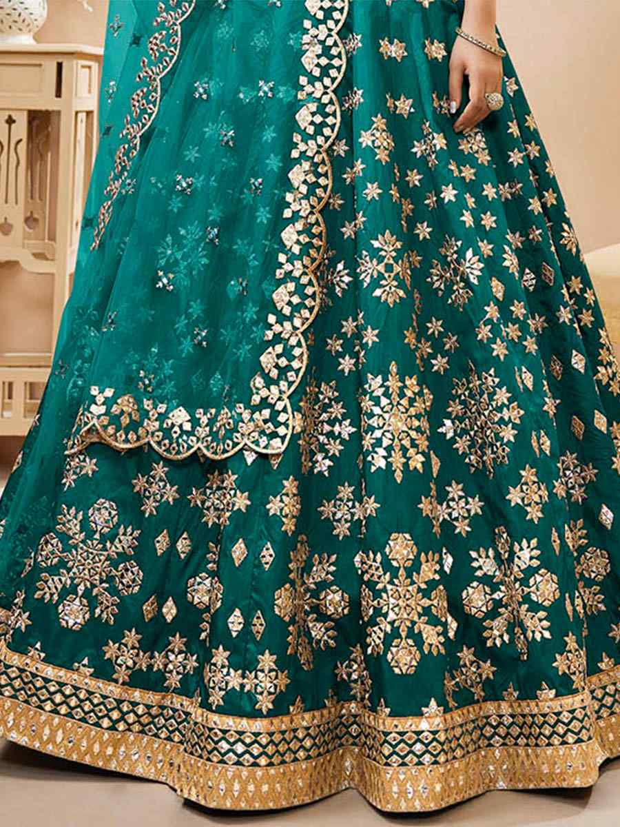 Green Art Silk Embroidered Bridesmaid Wedding Heavy Border Lehenga Choli
