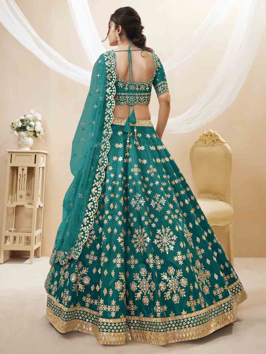 Green Art Silk Embroidered Bridesmaid Wedding Heavy Border Lehenga Choli