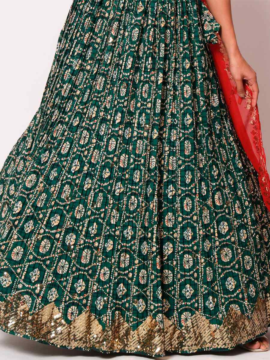 Green Art Silk Embroidered Festival Mehendi Circular Lehenga Choli