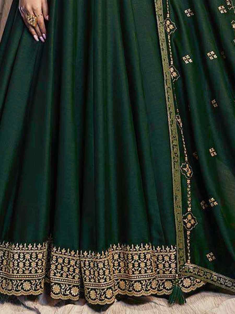 Green Art Silk Embroidered Festival Wedding Anarkali Salwar Kameez