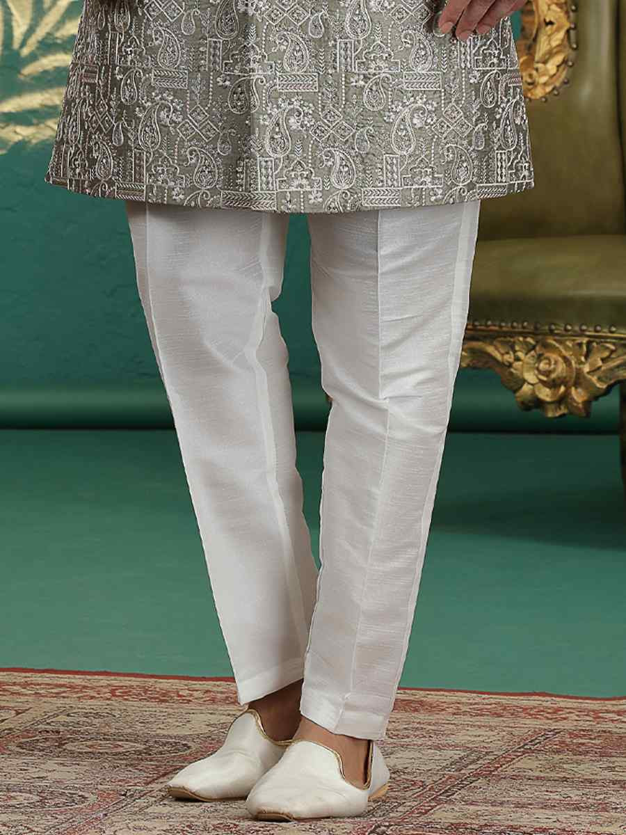 Green Art Silk Embroidered Festival Wedding Mens Sherwani