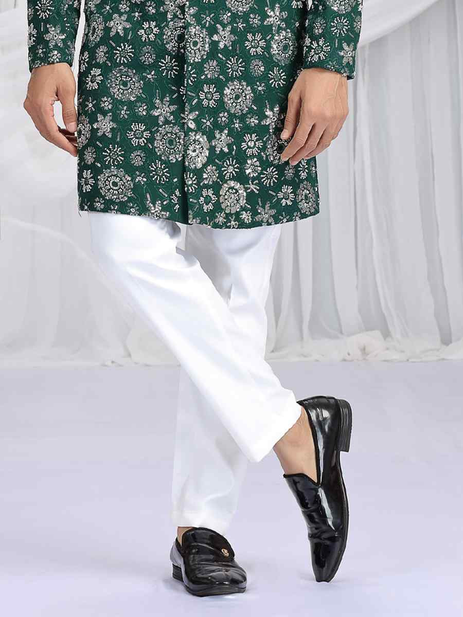 Green Art Silk Embroidered Festival Wedding Mens Sherwani