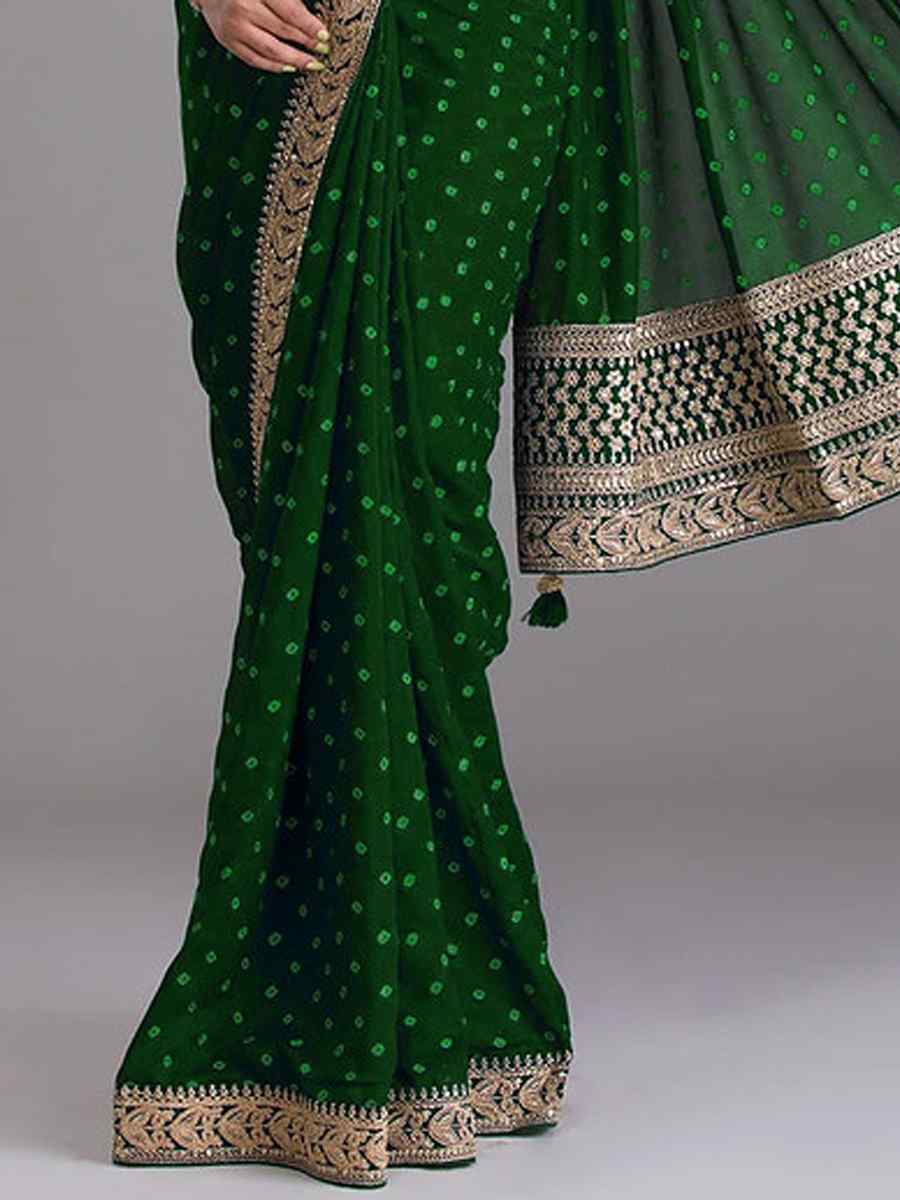 Green Art Silk Embroidered Wedding Party Heavy Border Saree