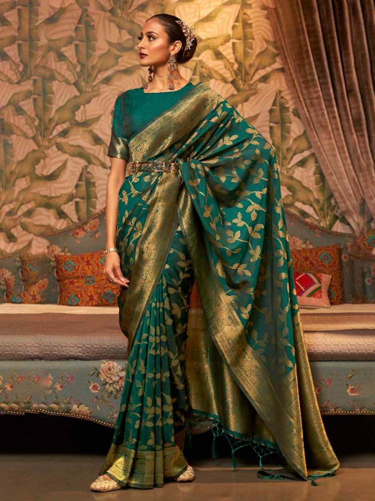 Green Art Silk Handwoven Festival Party Classic Style Saree