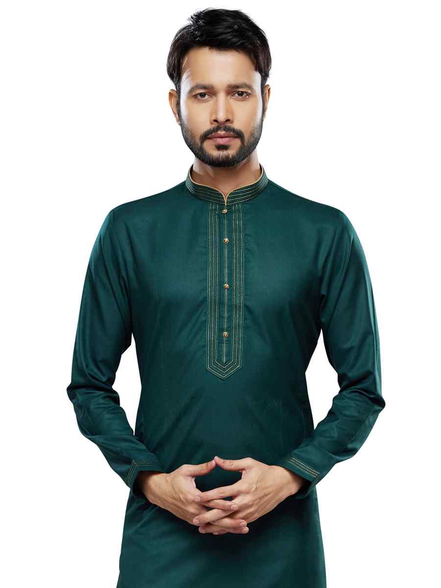 Green Art Silk Printed Festival Casual Kurta