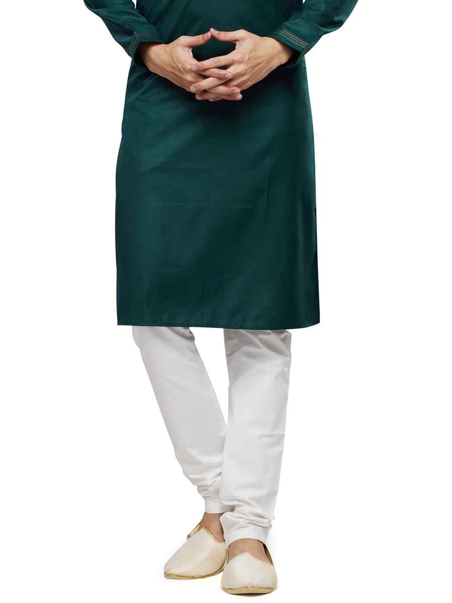 Green Art Silk Printed Festival Casual Kurta