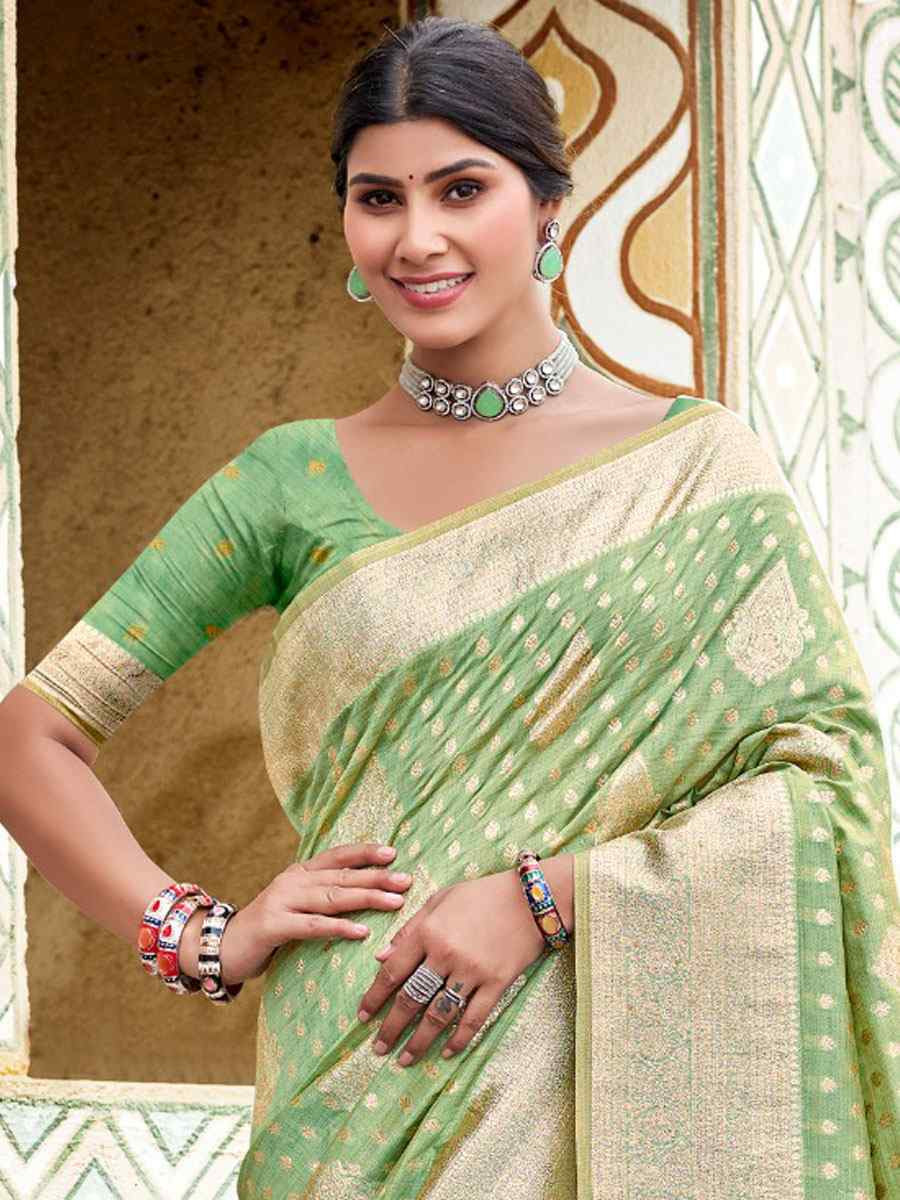 Green Assam Silk Handwoven Festival Wedding Fancy Heavy Border Saree