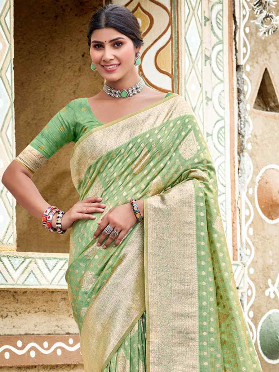 Green Assam Silk Handwoven Festival Wedding Fancy Heavy Border Saree