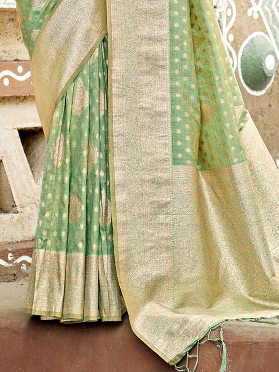 Green Assam Silk Handwoven Festival Wedding Fancy Heavy Border Saree