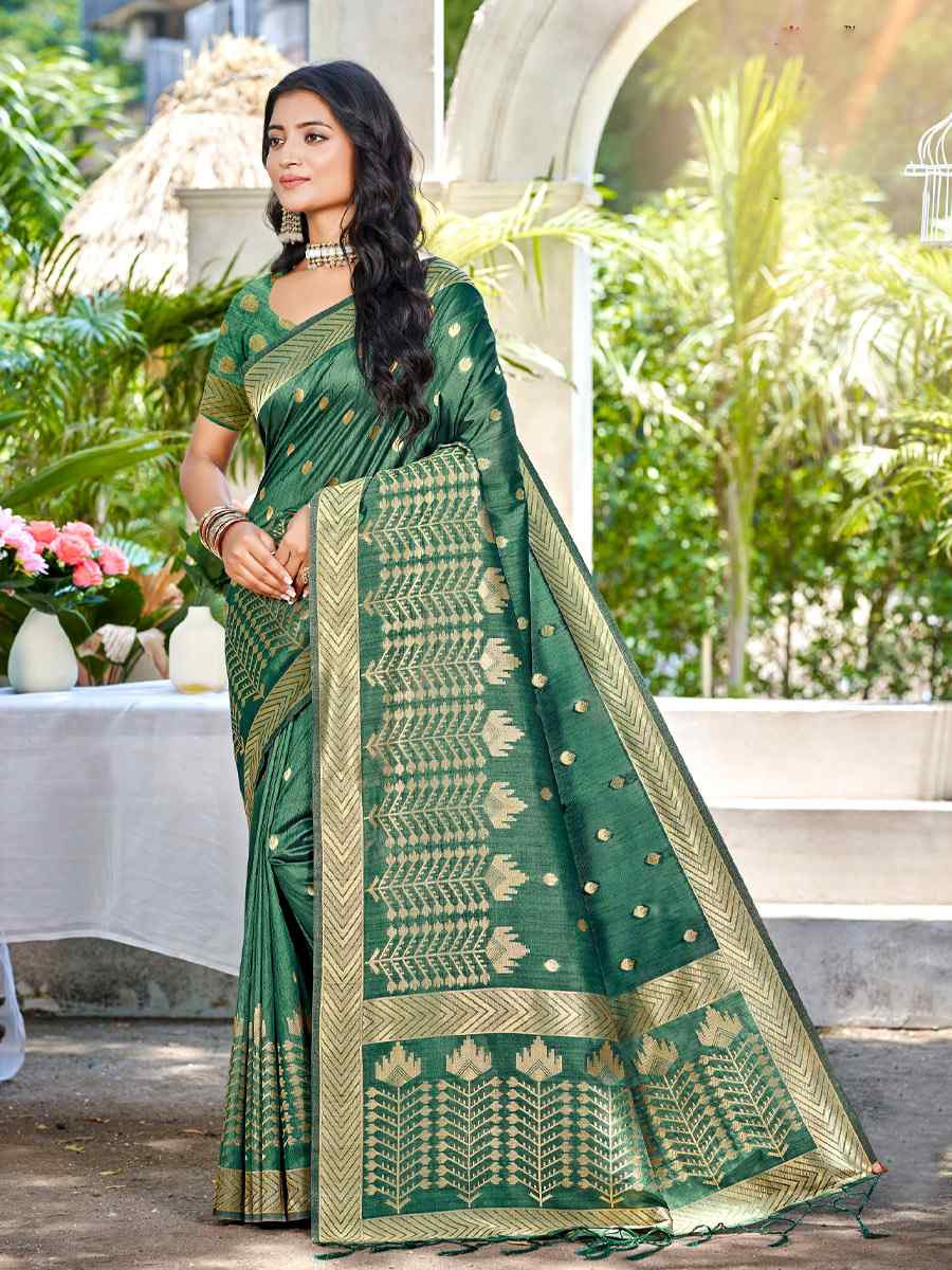 Green Assam Silk Handwoven Traditional Bridal Reception Festival Wedding Fancy Heavy Border Saree