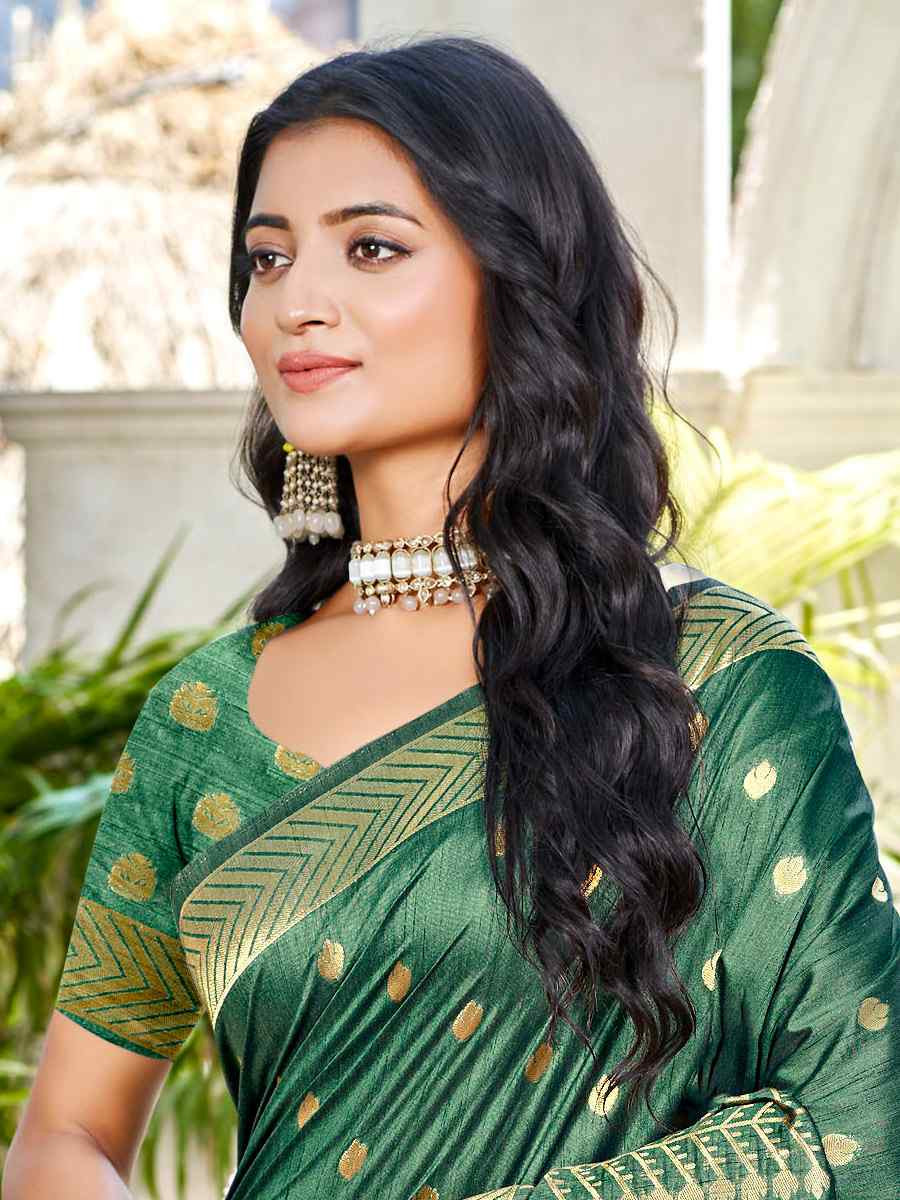 Green Assam Silk Handwoven Traditional Bridal Reception Festival Wedding Fancy Heavy Border Saree