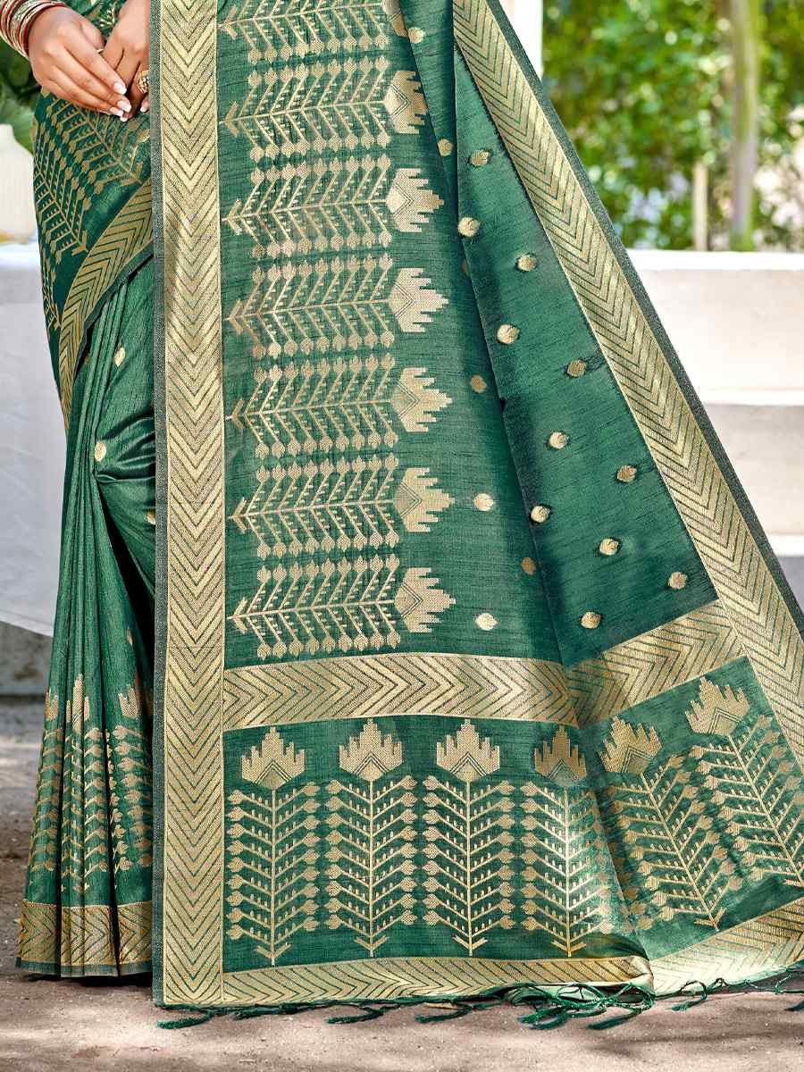 Green Assam Silk Handwoven Traditional Bridal Reception Festival Wedding Fancy Heavy Border Saree