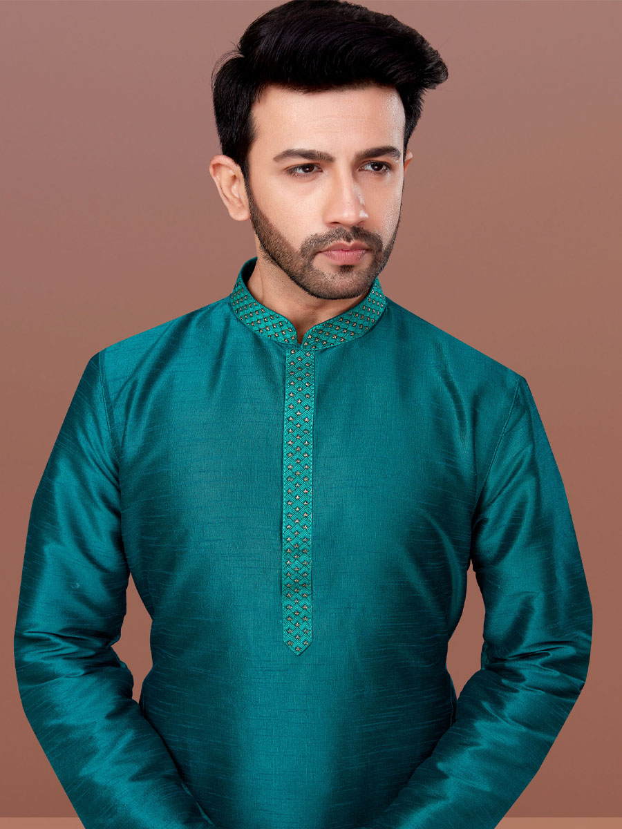 Green Banarasi Dhupion Woven Festival Kurta