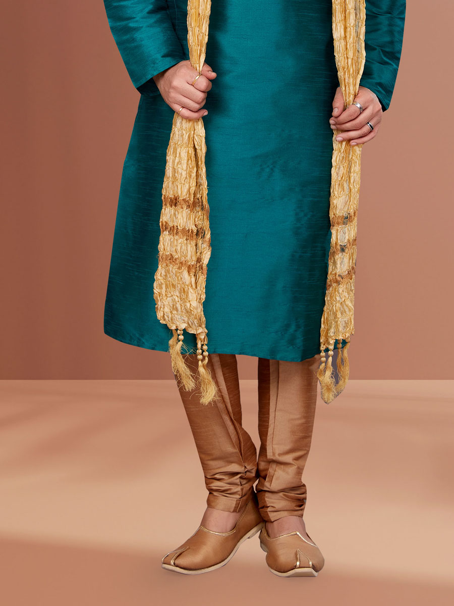 Green Banarasi Dhupion Woven Festival Kurta