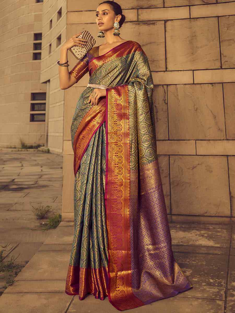 Green Banarasi Handloom Weaving Silk Handwoven Wedding Festival Heavy Border Saree