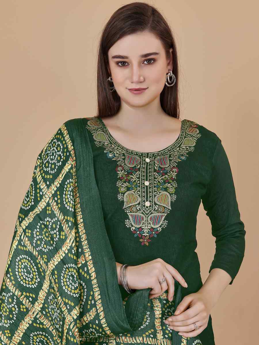 Green Banarasi Jacquard Santoon Chinon Handwoven Casual Festival Pant Salwar Kameez