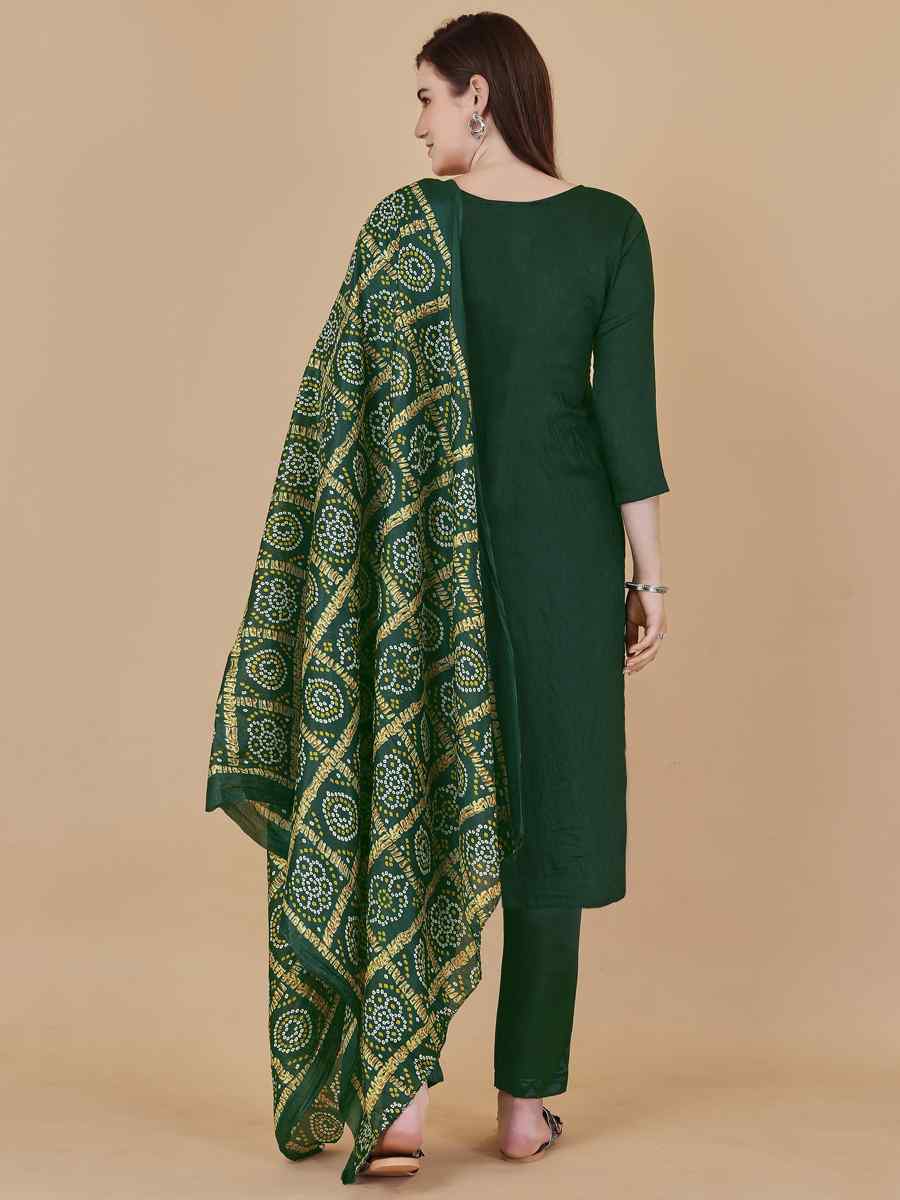 Green Banarasi Jacquard Santoon Chinon Handwoven Casual Festival Pant Salwar Kameez