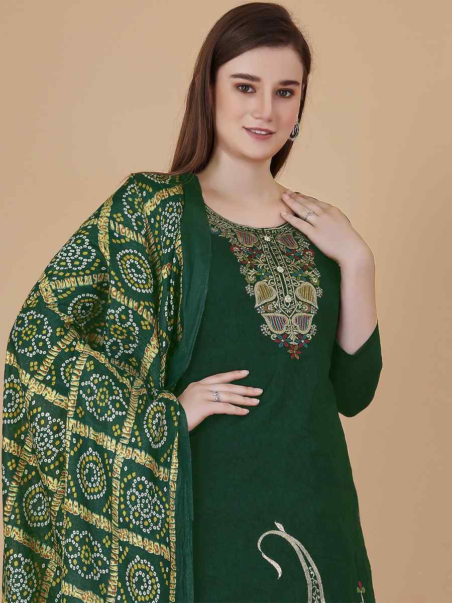 Green Banarasi Jacquard Santoon Chinon Handwoven Casual Festival Pant Salwar Kameez