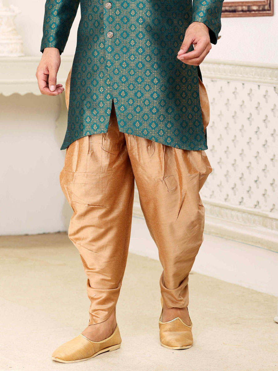 Green Banarasi Jacquard Woven Wedding Party Sherwani