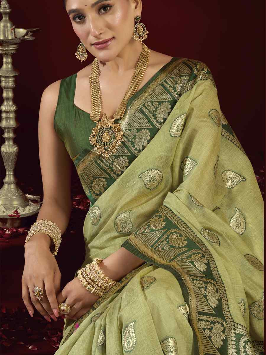 Green Banarasi Silk Handwoven Casual Reception Festival Wedding Fancy Heavy Border Saree