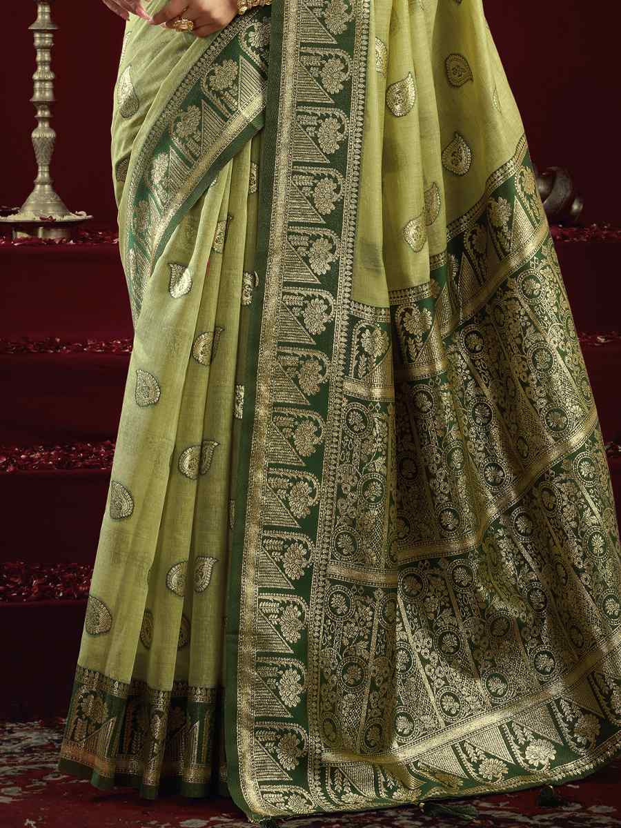 Green Banarasi Silk Handwoven Casual Reception Festival Wedding Fancy Heavy Border Saree