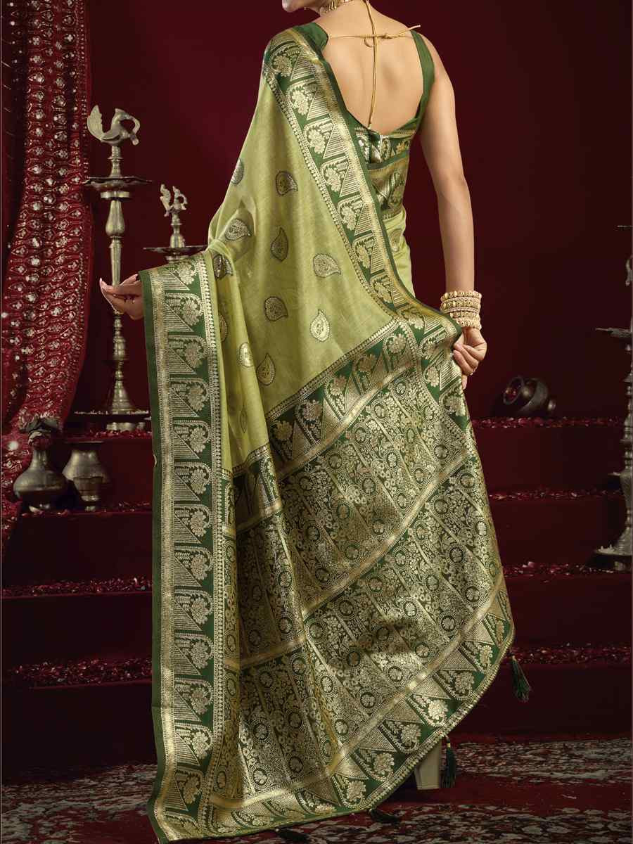 Green Banarasi Silk Handwoven Casual Reception Festival Wedding Fancy Heavy Border Saree