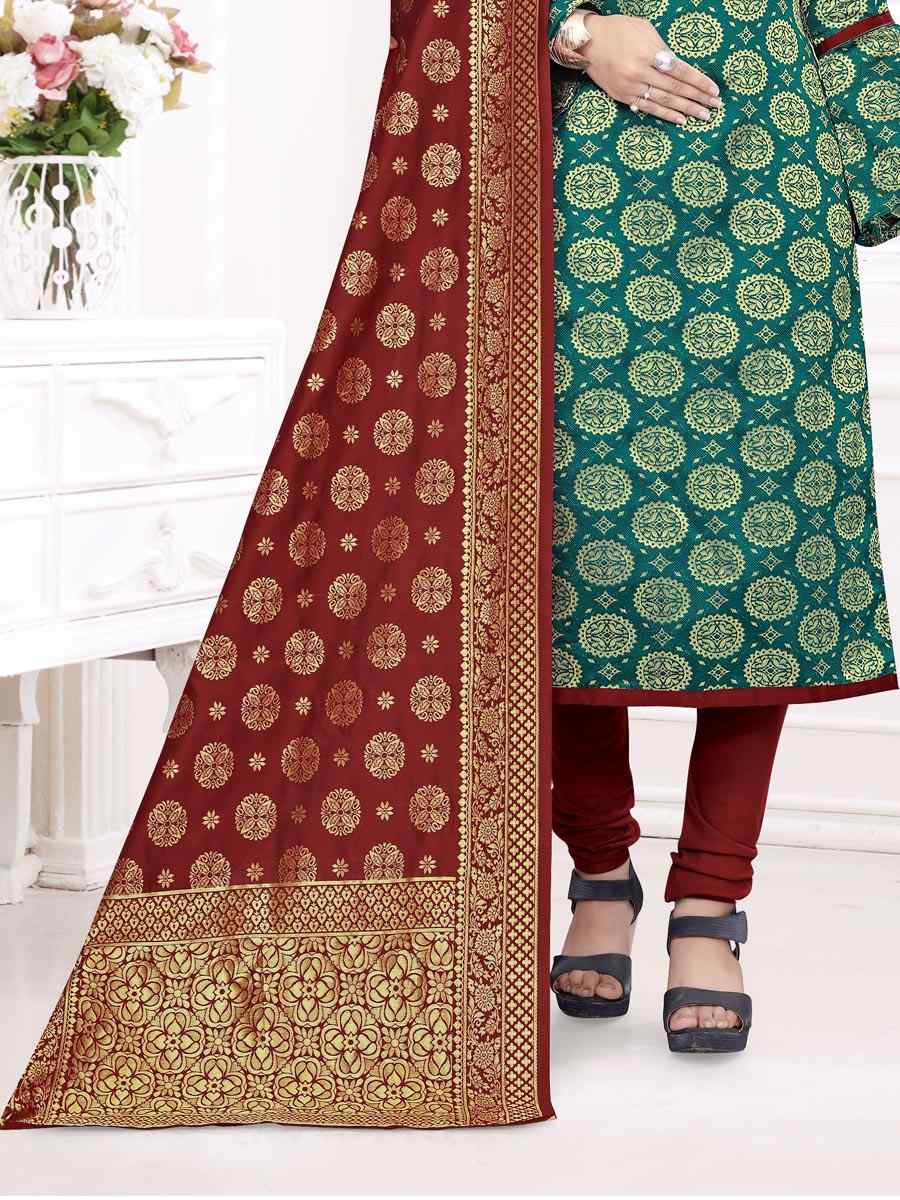 Green Banarasi Silk Handwoven Wedding Festival Churidar Salwar Kameez