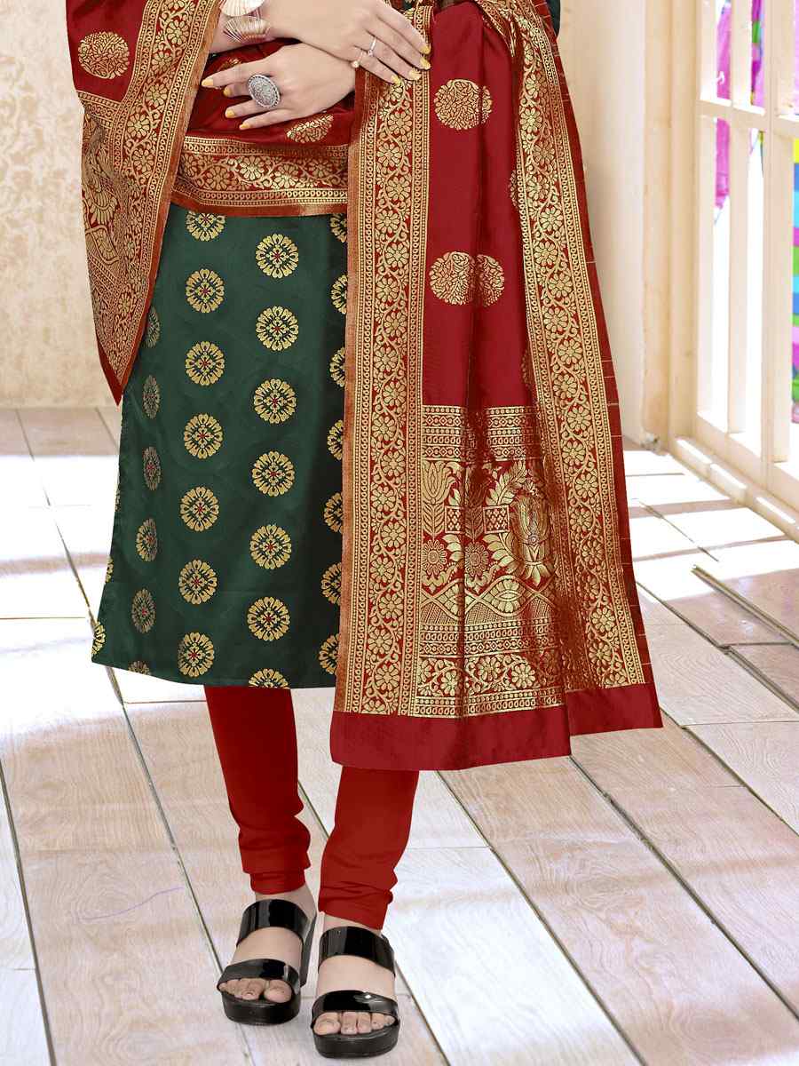 Green Banarasi Silk Handwoven Wedding Festival Churidar Salwar Kameez