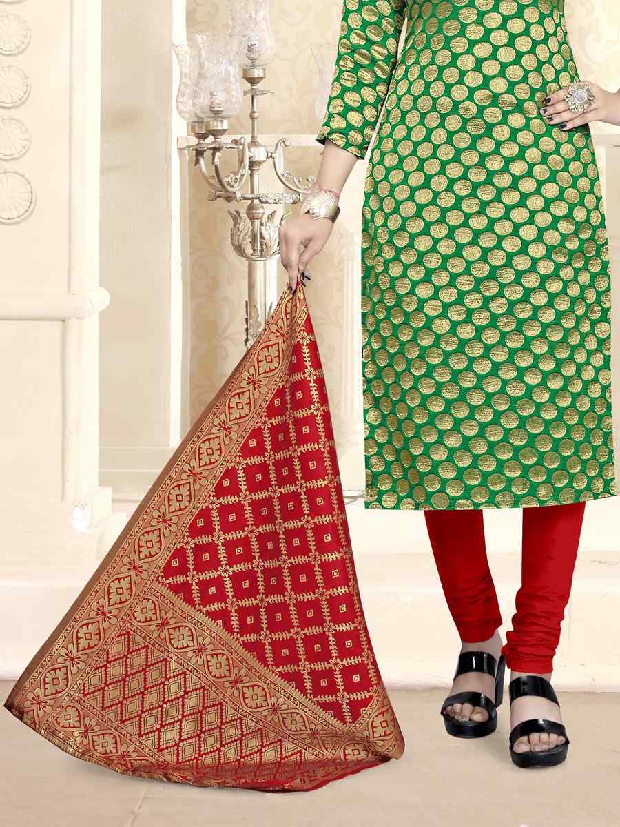 Green Banarasi Silk Handwoven Wedding Festival Churidar Salwar Kameez