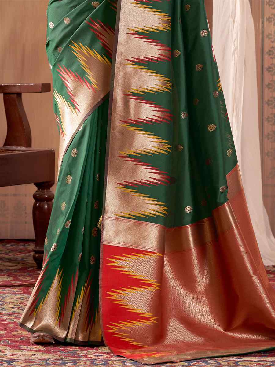 Green Banarasi Silk Handwoven Wedding Festival Heavy Border Saree