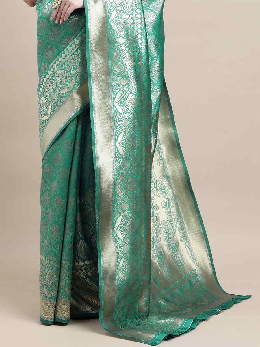 Green Banarasi Silk Handwoven Wedding Festival Heavy Border Saree