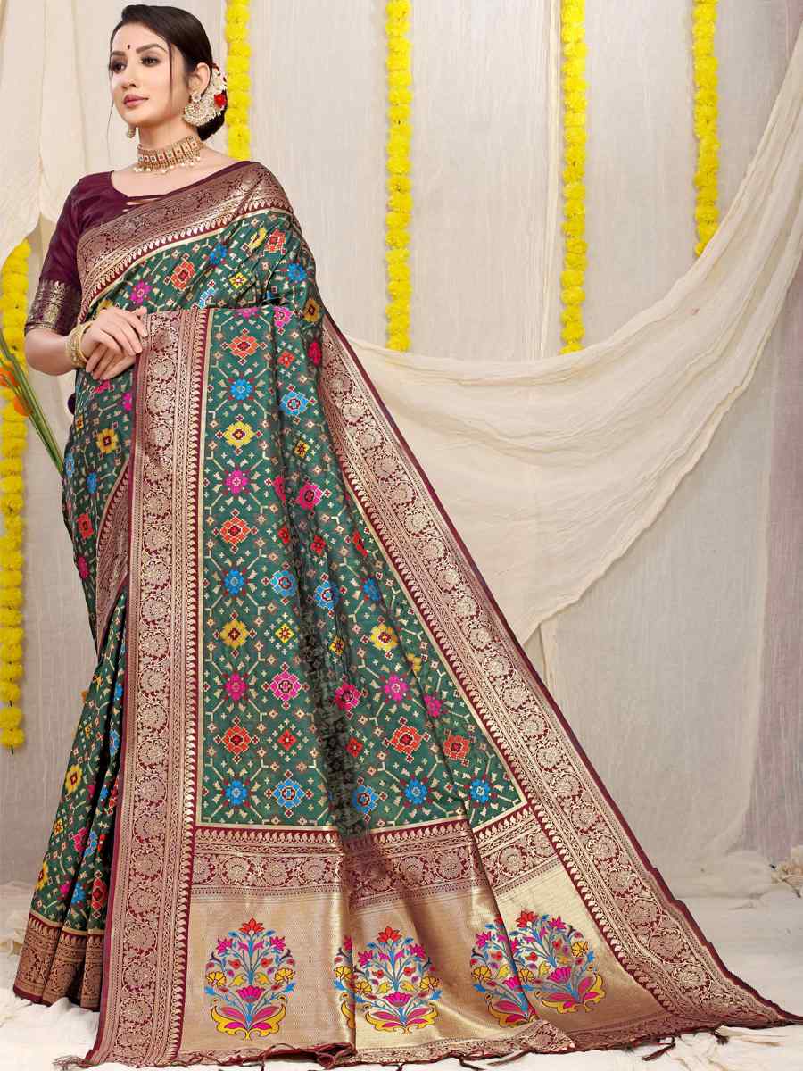 Green Banarasi Silk Handwoven Wedding Festival Heavy Border Saree