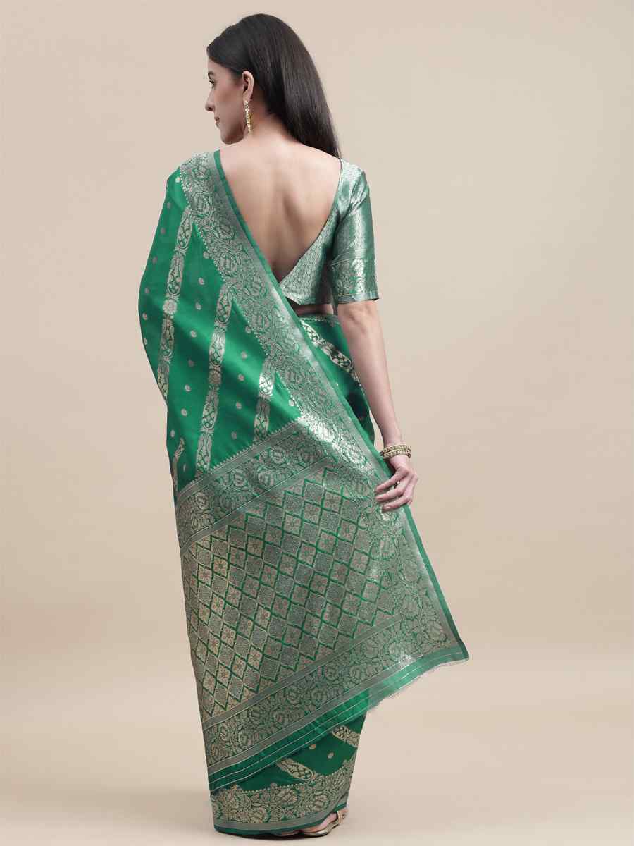 Green Banarasi Silk Handwoven Wedding Festival Heavy Border Saree