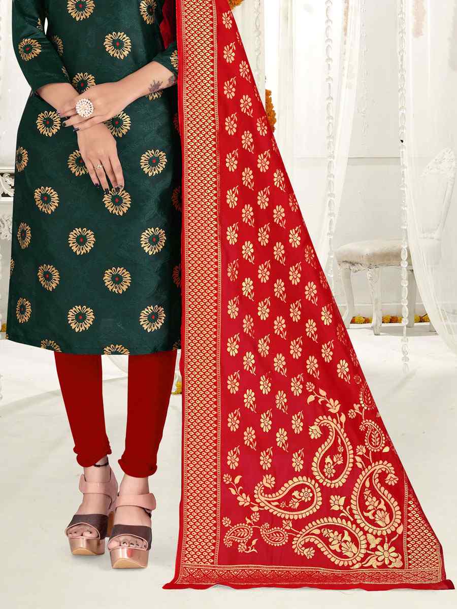 Green Banarasi Silk Handwoven Wedding Festival Pant Salwar Kameez