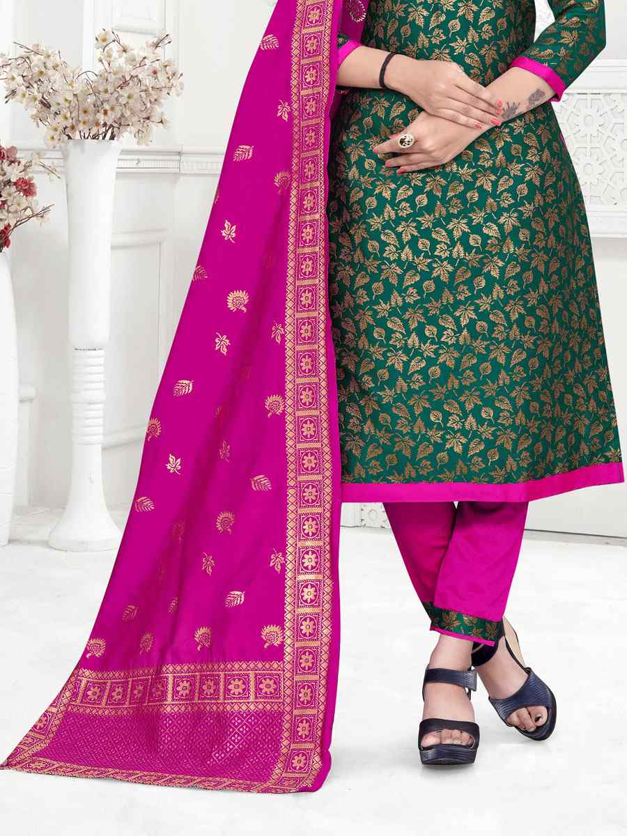 Green Banarasi Silk Handwoven Wedding Festival Pant Salwar Kameez
