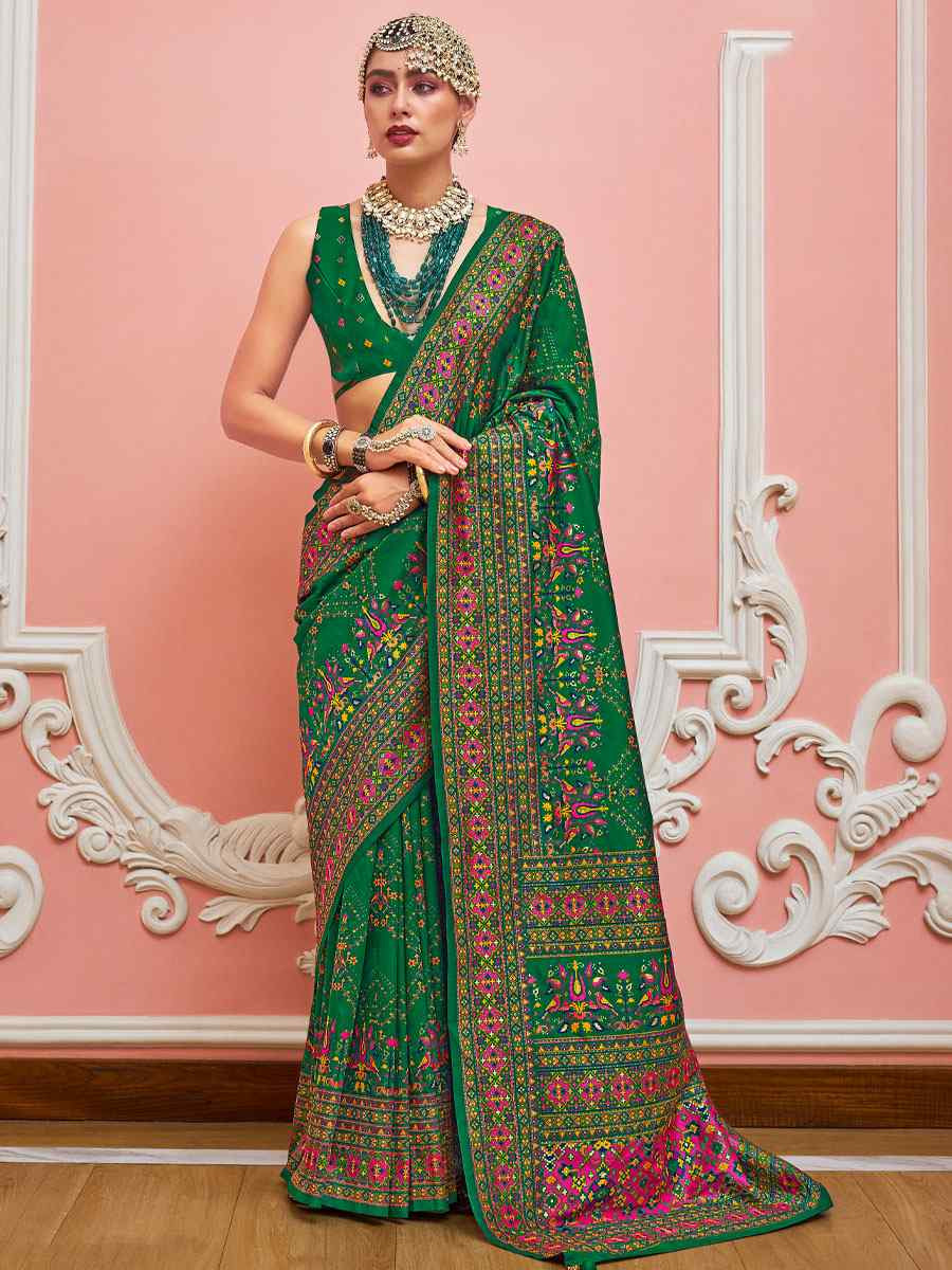 Green Banarasi Silk Zari Handwoven Casual Reception Festival Wedding Fancy Classic Style Sarees
