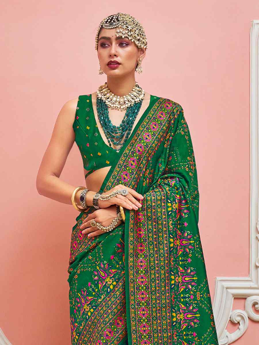 Green Banarasi Silk Zari Handwoven Casual Reception Festival Wedding Fancy Classic Style Sarees