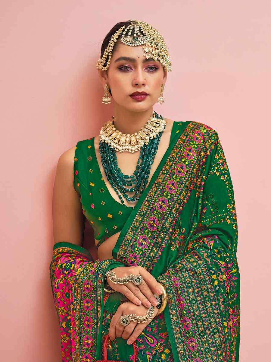 Green Banarasi Silk Zari Handwoven Casual Reception Festival Wedding Fancy Classic Style Sarees