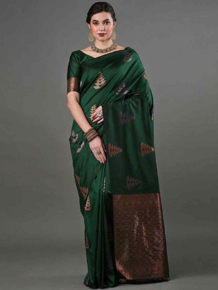 Green Banarasi Soft Silk Handwoven Casual Festival Classic Style Saree