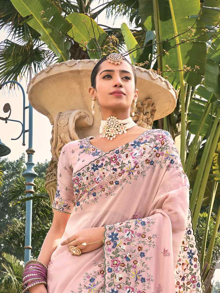 Green Banarasi Zari Embroidered Festival Party Classic Style Saree